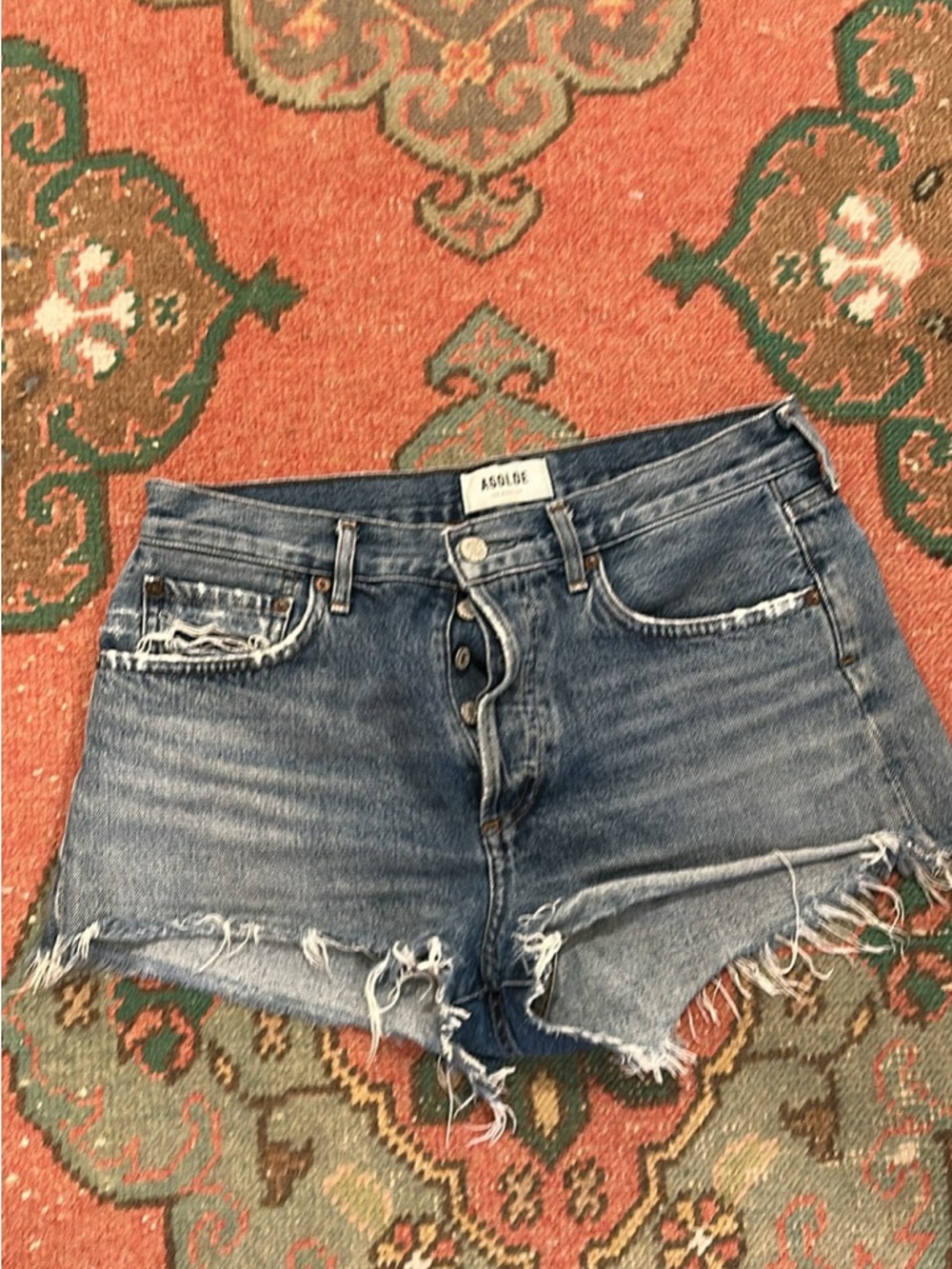 Agolde Vintage Wash Distressed Denim Cutoff Shorts - Blue